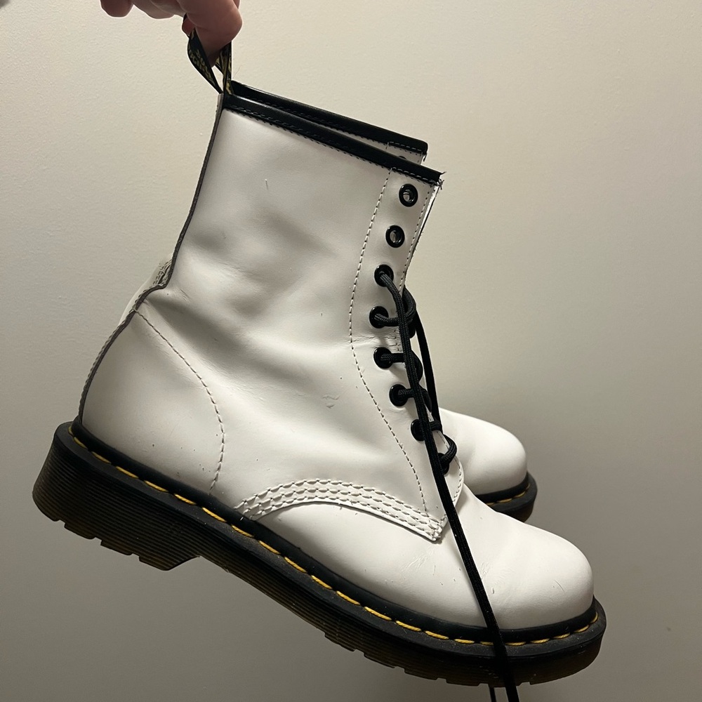Dr. Martens White Boots with Black Accents